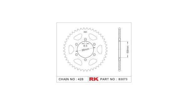 RK Kettenrad "3073" 428, Stahl, silber 46 Zähne