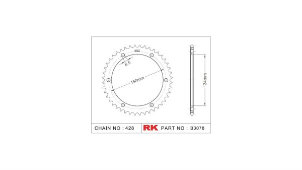 RK Kettenrad "3078" 428, Stahl, silber 48 Zähne