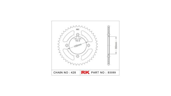 RK Kettenrad "3089" 428, Stahl, silber 45 Zähne