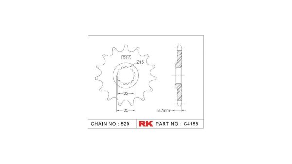 RK Antriebsritzel "4158" 520, Stahl 14 Zähne