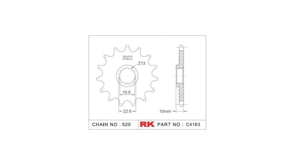 RK Antriebsritzel "4163" 520, Stahl 14 Zähne