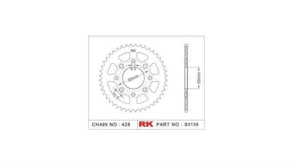 RK Kettenrad "3139" 428, Stahl 39 Zähne