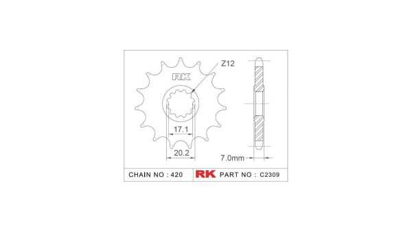 RK Antriebsritzel "2309" 420, Stahl 12 Zähne