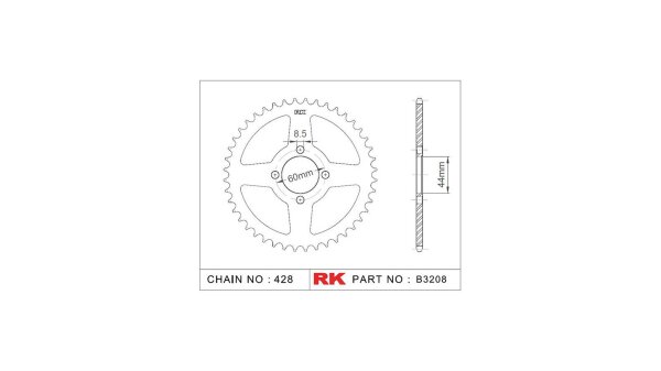 RK Kettenrad "3208" 428, Stahl, silber 41 Zähne