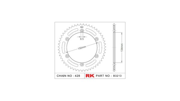 RK Kettenrad "3213" 428, Stahl, silber 52 Zähne