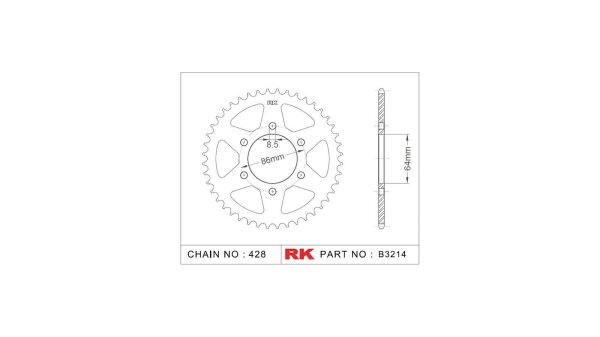 RK Kettenrad "3214" 428, Stahl, silber 50 Zähne