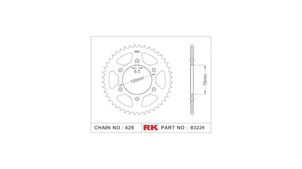 RK Kettenrad "3226" 428, Stahl, silber 48 Zähne