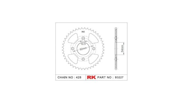 RK Kettenrad "3227" 428, Stahl, silber 45 Zähne