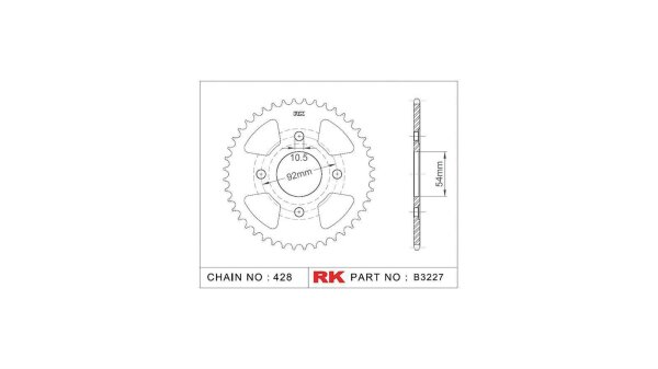 RK Kettenrad "3227" 428, Stahl, silber 46 Zähne