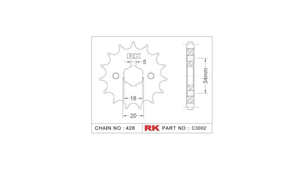 RK Antriebsritzel "3002" 428, Stahl 14 Zähne