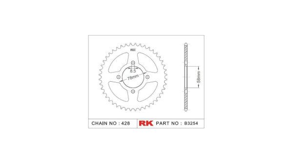 RK Kettenrad "3254" 428, Stahl, silber 41 Zähne