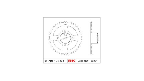 RK Kettenrad "3254" 428, Stahl, silber 42 Zähne