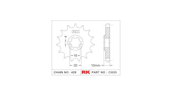 RK Antriebsritzel "3025" 428, Stahl 14 Zähne