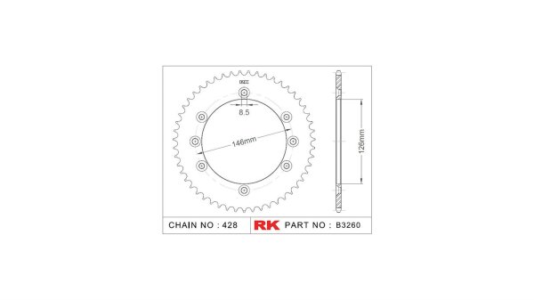 RK Kettenrad "3260" 428, Stahl, silber 50 Zähne