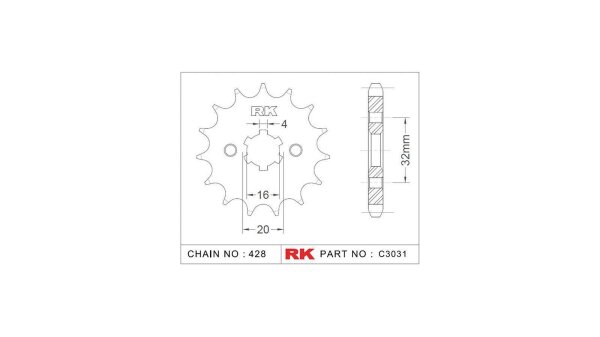 RK Antriebsritzel "3031" 428, Stahl 13 Zähne