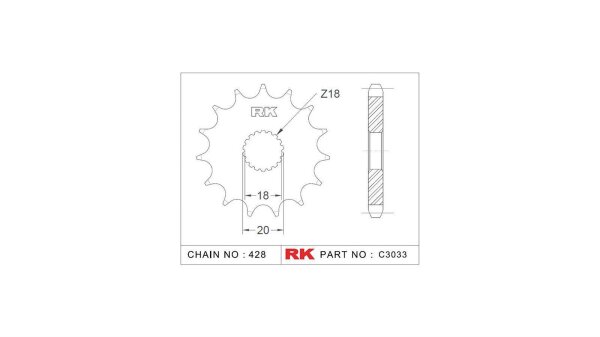 RK Antriebsritzel "3033" 428, Stahl 13 Zähne