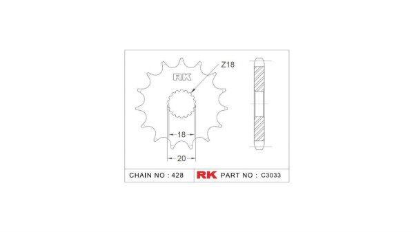 RK Antriebsritzel "3033" 428, Stahl 14 Zähne