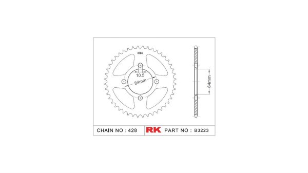 RK Kettenrad "3223" 428, Stahl, silber 51 Zähne