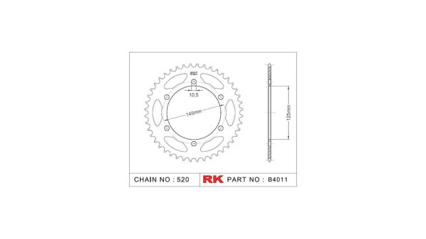 RK Kettenrad "4011" 520, Stahl, silber 45 Zähne