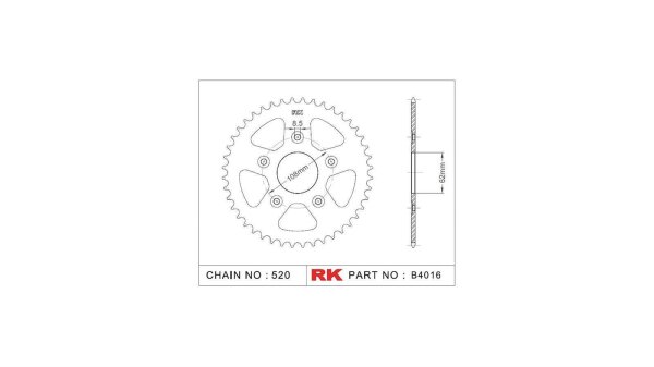 RK Kettenrad "4016" 520, Stahl, silber 39 Zähne