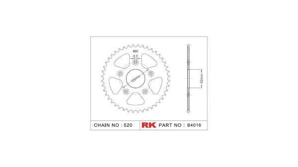 RK Kettenrad "4016" 520, Stahl, silber 41 Zähne