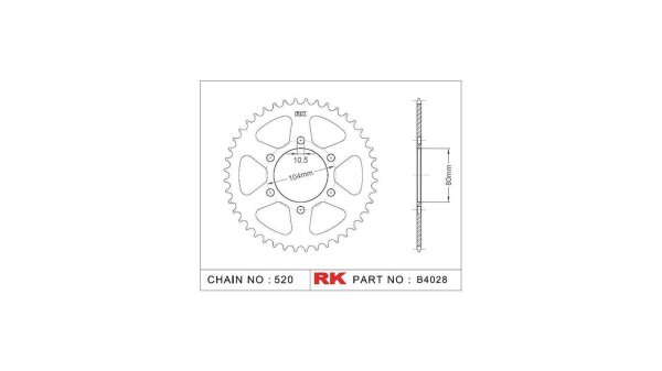 RK Kettenrad "4028" 520, Stahl, silber 38 Zähne