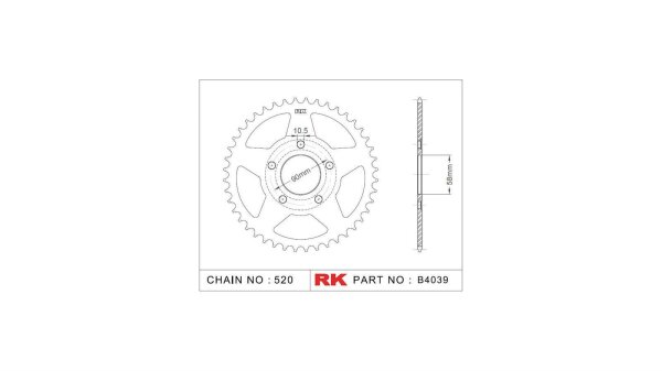 RK Kettenrad "4039" 520, Stahl, silber 35 Zähne