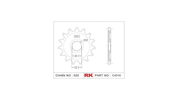 RK Antriebsritzel "4016" 520, Stahl 14 Zähne