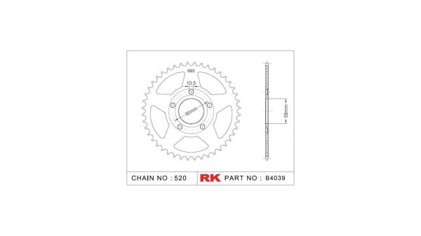 RK Kettenrad "4039" 520, Stahl, silber 36 Zähne