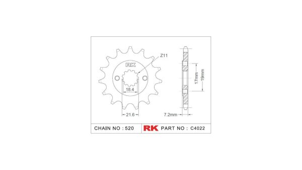 RK Antriebsritzel "4022" 520, Stahl 14 Zähne