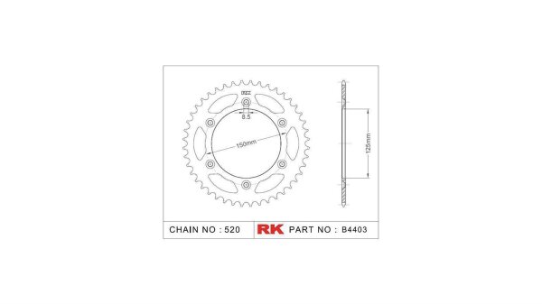 RK Kettenrad "4403" 520, Stahl, silber 38 Zähne