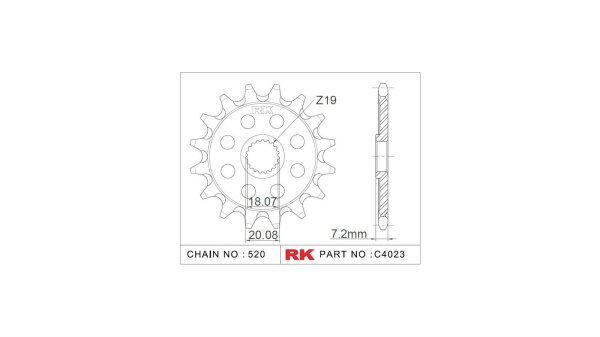 RK Antriebsritzel "4023-8Q" 520, Stahl,  12 Zähne