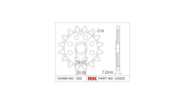 RK Antriebsritzel "4023-8Q" 520, Stahl,  13 Zähne