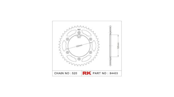 RK Kettenrad "4403" 520, Stahl, silber 42 Zähne