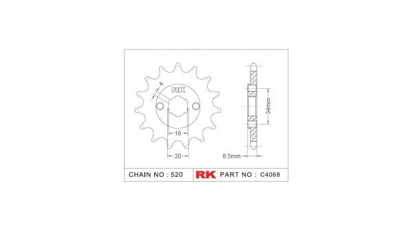 RK Antriebsritzel "4068" 520, Stahl 13 Zähne