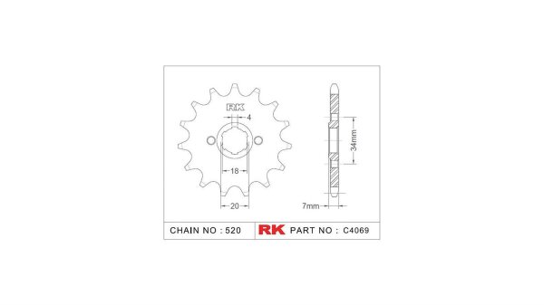 RK Antriebsritzel "4069" 520, Stahl 13 Zähne