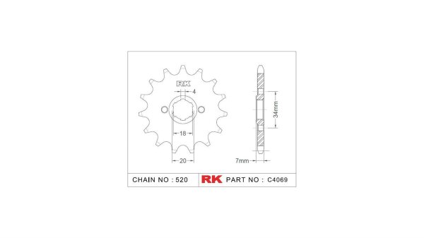 RK Antriebsritzel "4069" 520, Stahl 14 Zähne