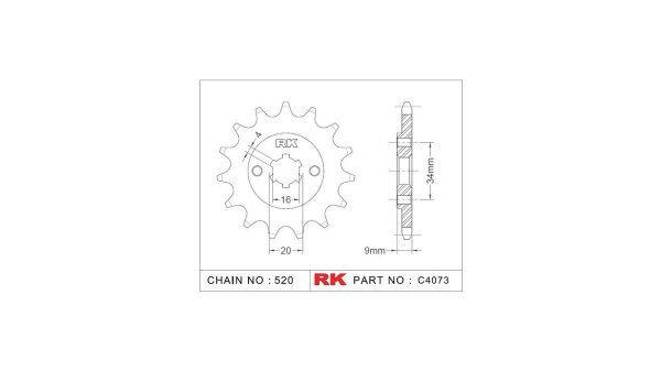 RK Antriebsritzel "4073" 520, Stahl 13 Zähne