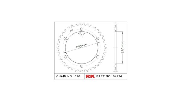 RK Kettenrad "4424" 520, Stahl, silber 42 Zähne