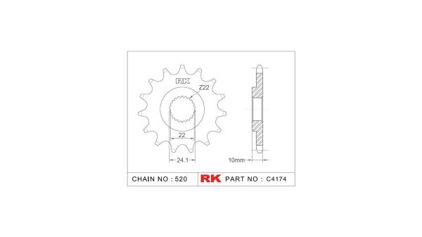 RK Antriebsritzel "4174" 520, Stahl 16 Zähne