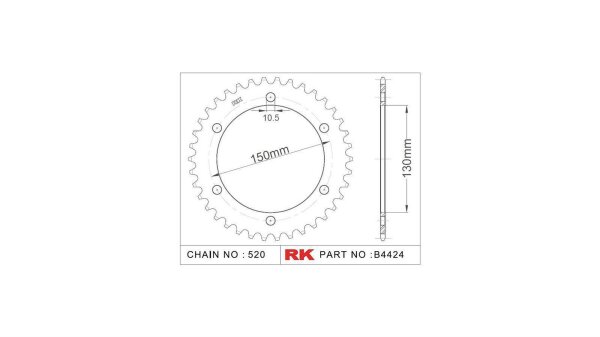 RK Kettenrad "4424" 520, Stahl, silber 46 Zähne