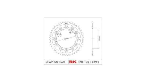 RK Kettenrad "4406" 520, Stahl, silber 39 Zähne