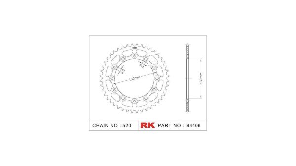 RK Kettenrad "4406" 520, Stahl, silber 40 Zähne