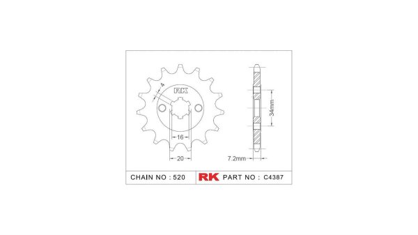 RK Antriebsritzel "4387" 520, Stahl 13 Zähne