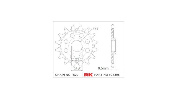 RK Antriebsritzel "4395-8Q" 520, Stahl,  13 Zähne