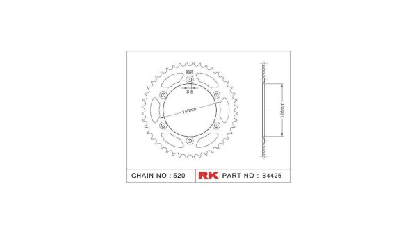 RK Kettenrad "4426" 520, Stahl, silber 43 Zähne