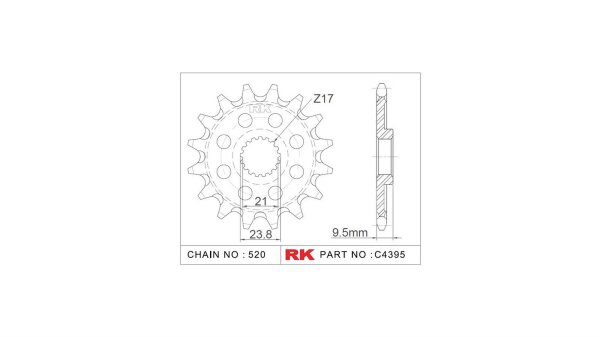 RK Antriebsritzel "4395-8Q" 520, Stahl,  14 Zähne