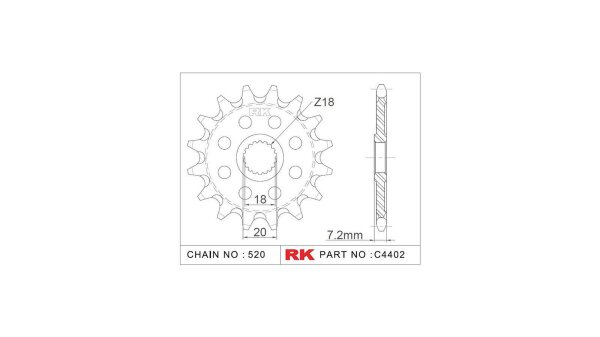 RK Antriebsritzel "4402-8Q" 520, Stahl,  12 Zähne