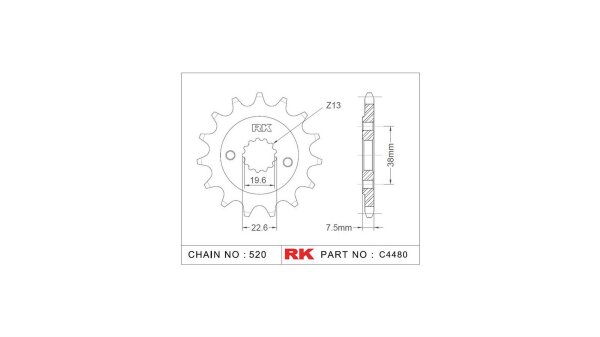 RK Antriebsritzel "4480" 520, Stahl 14 Zähne