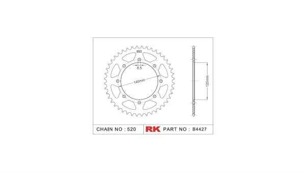 RK Kettenrad "4427" 520, Stahl, silber 43 Zähne